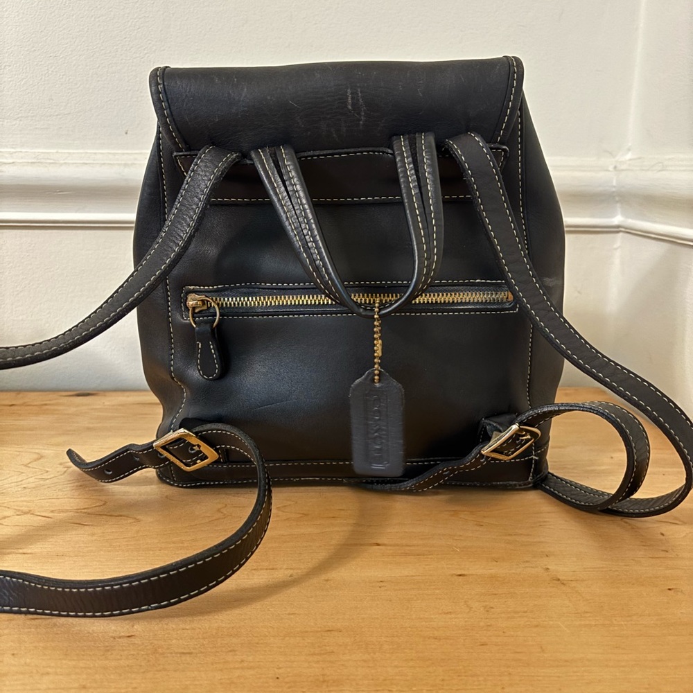COACH 9315 Daypack Backpack Glovetanned Leather Black Vintage - Picture 2 of 6